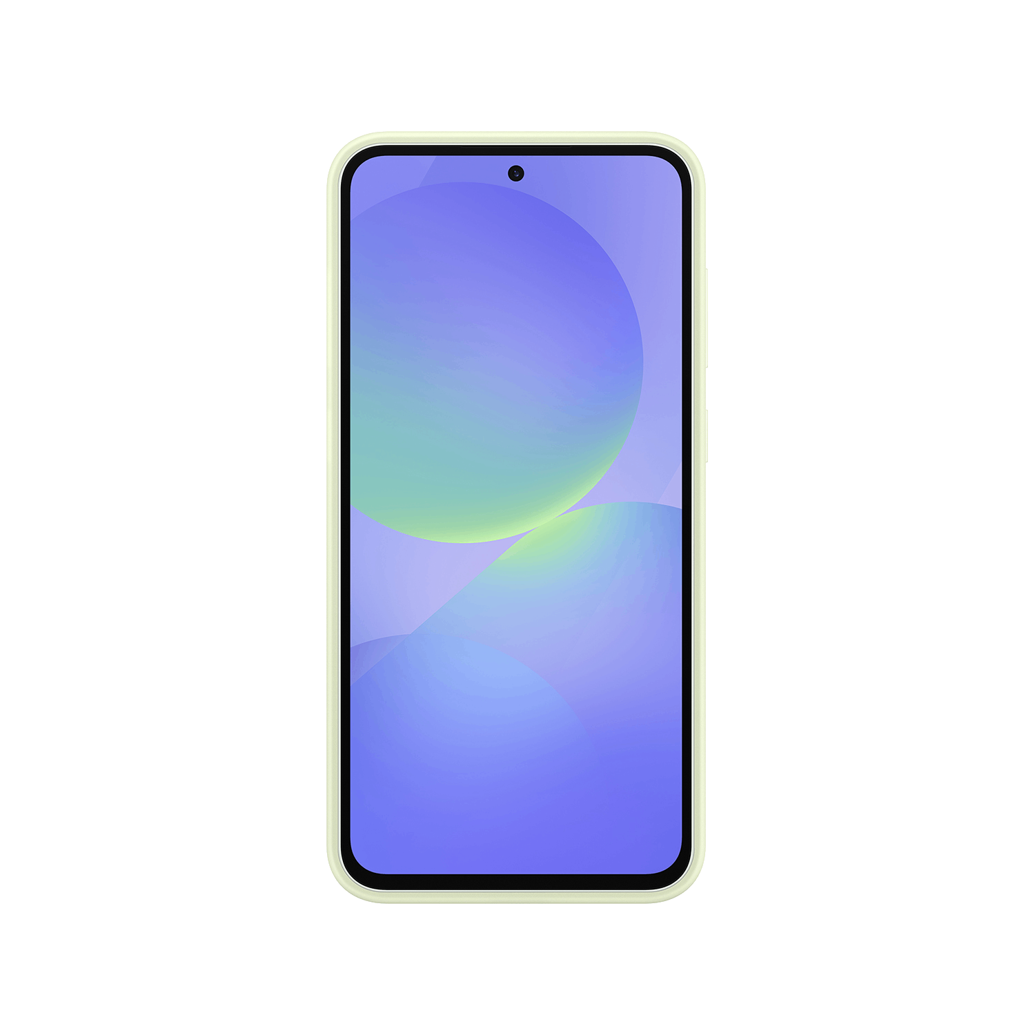 Smartphone frontal con pantalla degradada azul y verde.