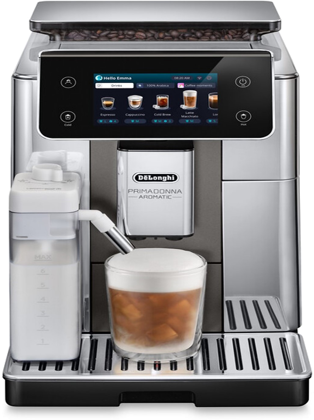 DE-LONGHI PrimaDonna Aromatic ECAM630.75.TSM automata tejtartályos kávégép, titánium