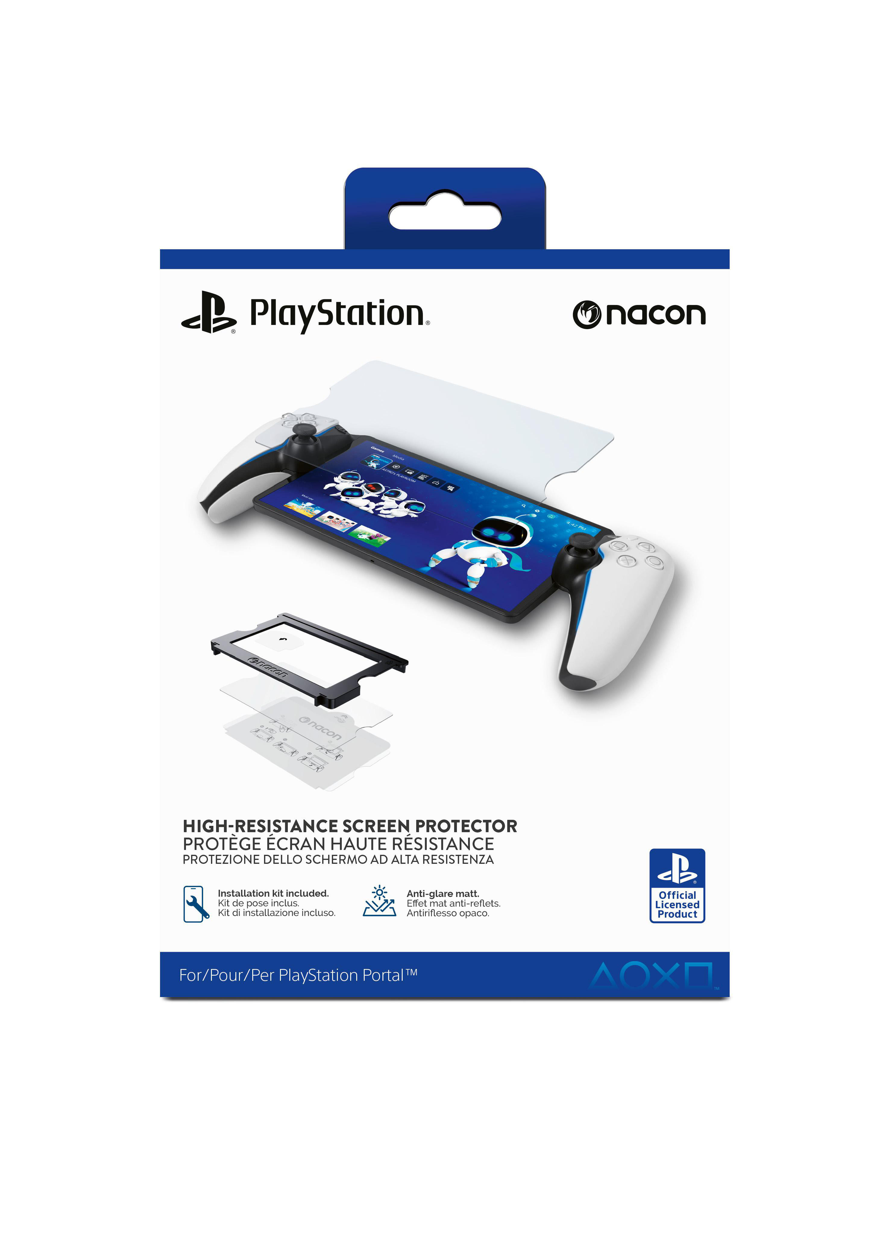 PlayStation-Bildschirmschutzbox. Enthält einen Bildschirm, einen Controller und ein Installationskit.