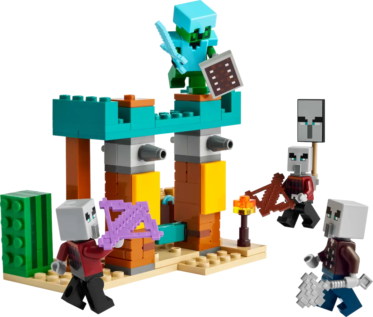 Zestaw Lego Minecraft z figurkami i konstrukcją, zabawka konstrukcyjna.