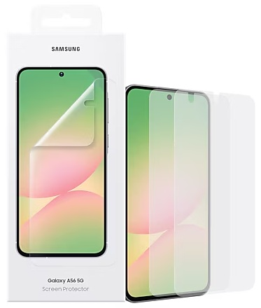 Telefon Samsung z ochraniaczami ekranu, pudełko z telefonem i ochraniaczami ekranu.