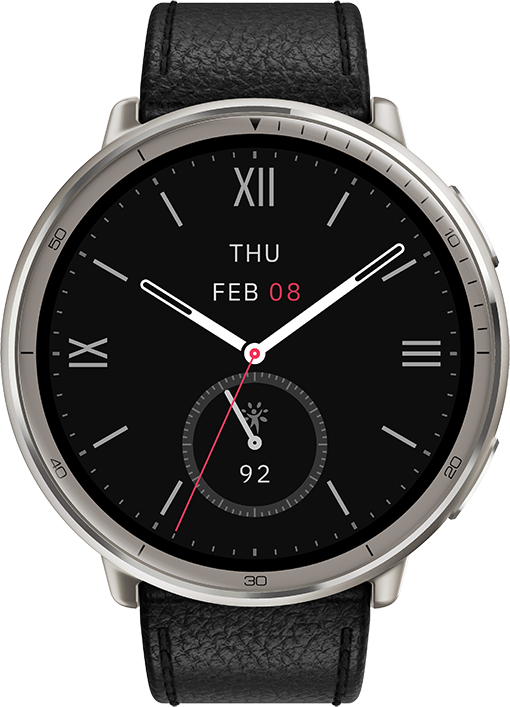 AMAZFIT Active 2 NFC (Round) okosóra, bőr szíj, fekete (W2433EU1N)