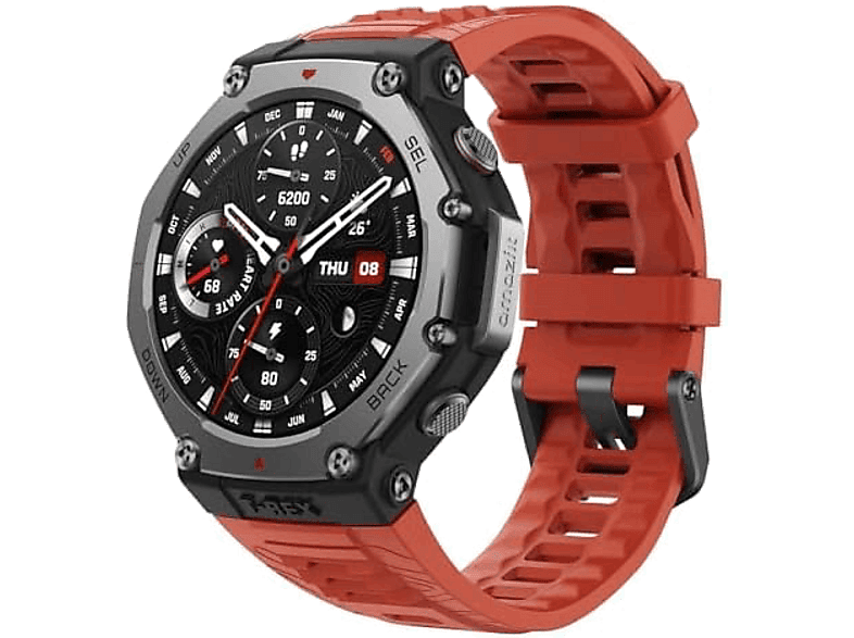 Amazfit T-Rex 3, 1.5 AMOLED, Táctil, 27 días Autonomía, Silicona, Compatible iOS/Android, Lava Red