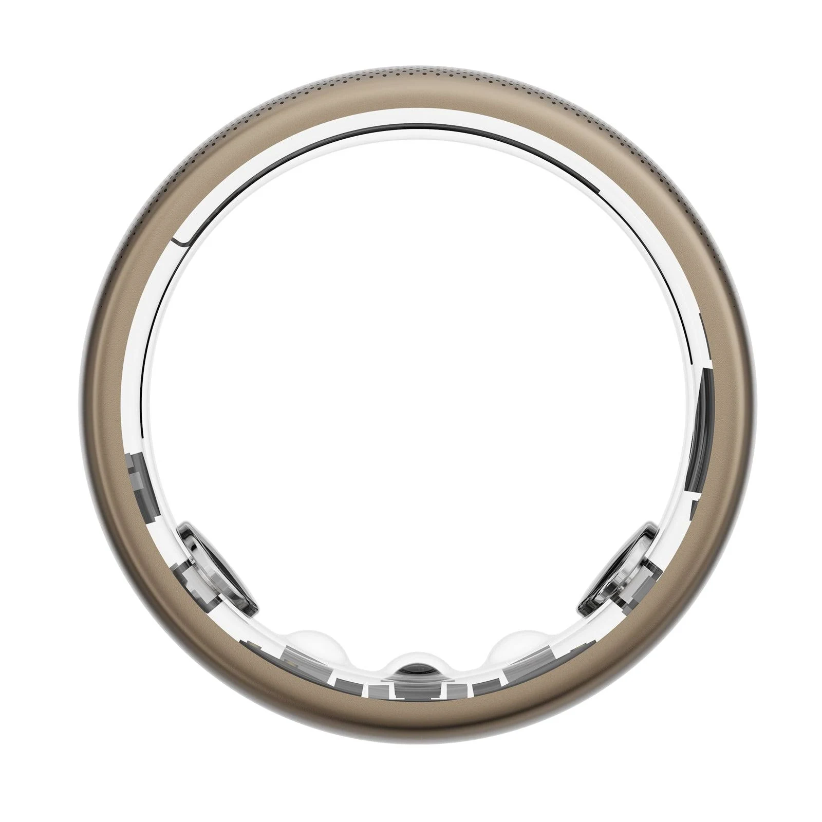 Anillo inteligente color oro. Un diseño circular con un centro abierto.