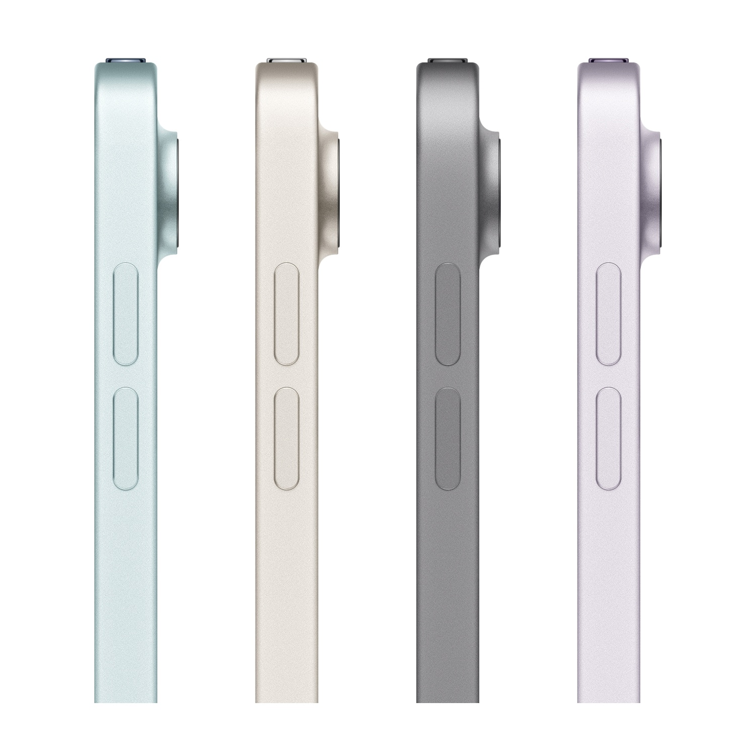 Quattro tablet vista laterale. Colori: verde chiaro, beige, grigio e lilla.