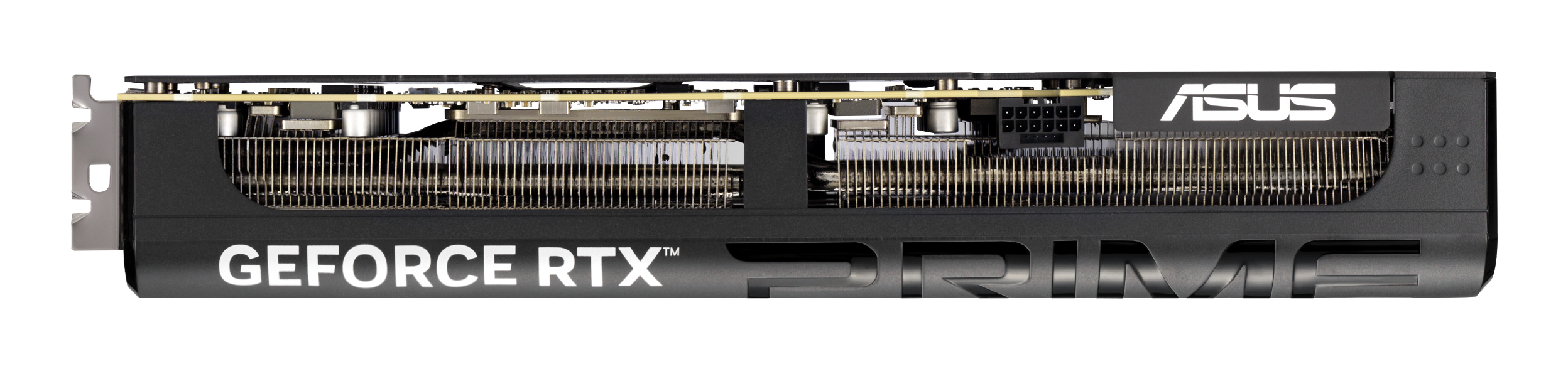 Eine schwarze Grafikkarte mit den Worten "GEFORCE RTX PRIME" darauf.