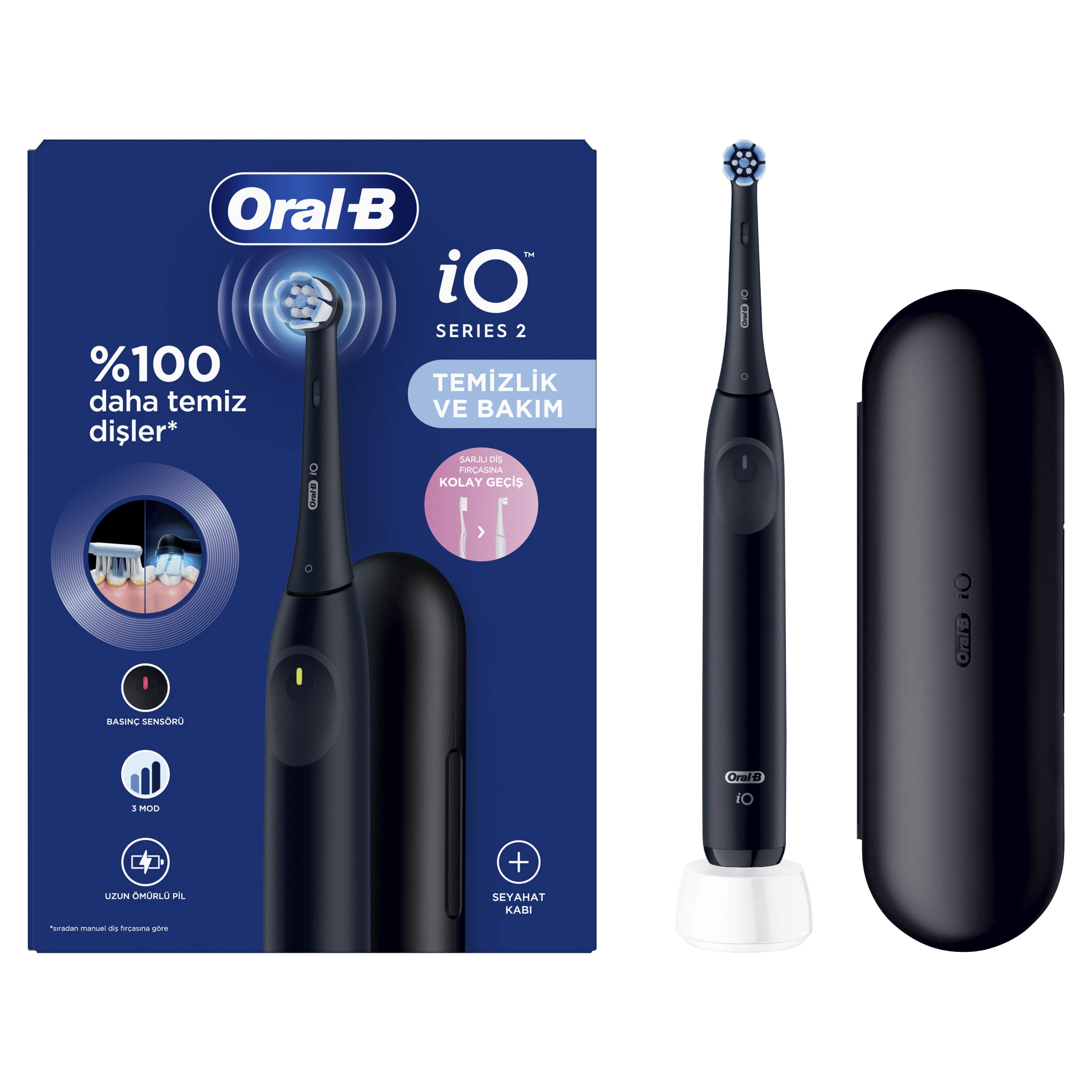 ORAL B IO 2 Serisi Şarjlı Diş Fırçası Siyah + Seyahat Kabı Fiyat