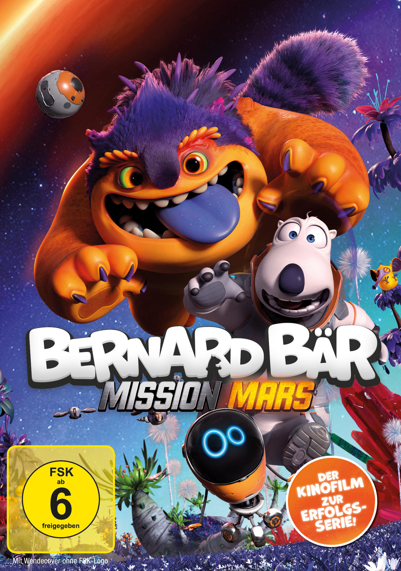 Filmplakat von "Bernard Bär: Mission Mars" mit Zeichentrickfiguren und einem Weltraumthema.