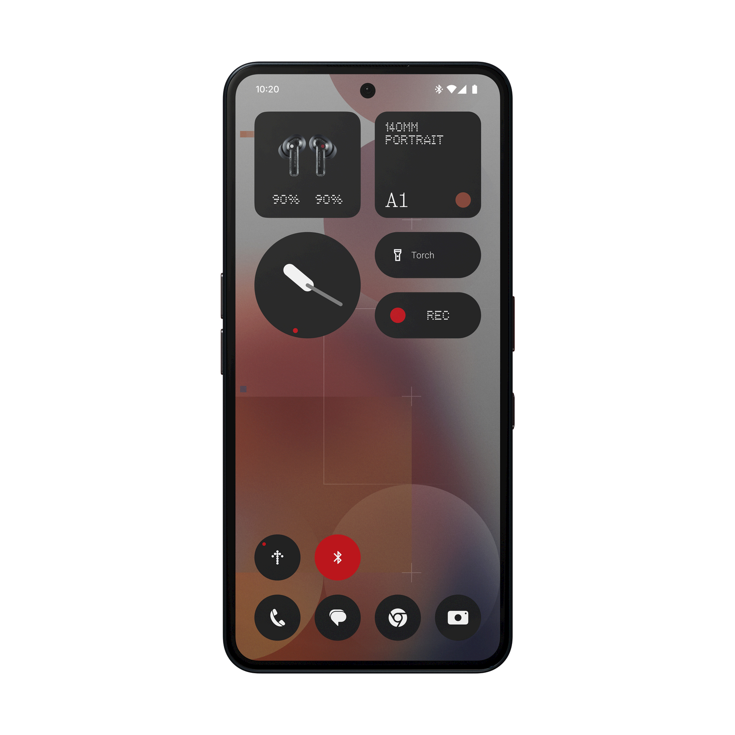 Schermo di smartphone che mostra un'interfaccia utente personalizzata con icone di app.
