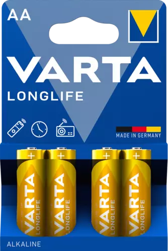 AA Varta Longlife elemek, kék-sárga csomagolásban.