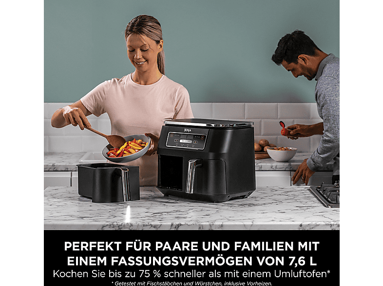 Ninja AF200EU Foodi 4-in-1 Dual Zone Heißluftfritteuse 7,6 l, 2400 Watt, Schwarz — Foto 5 von 5