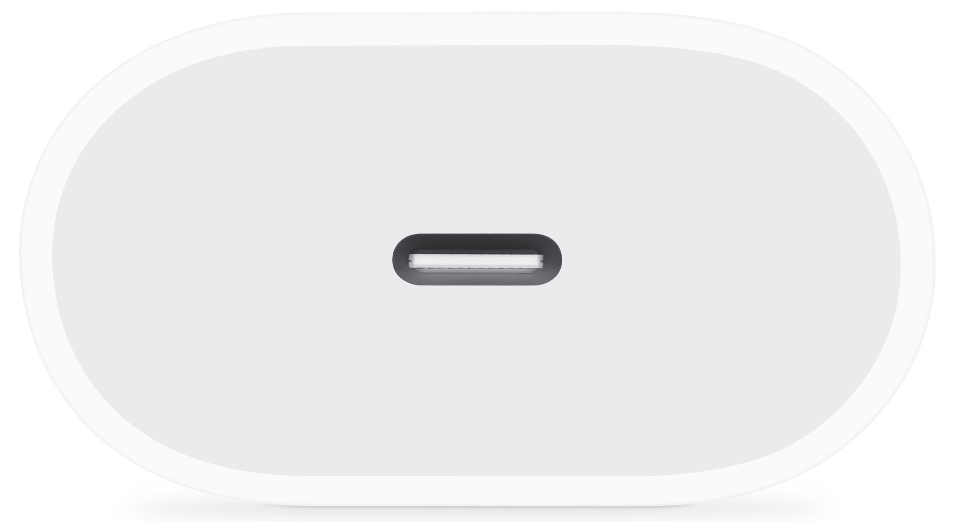 Biały port USB-C, zbliżenie na białym tle, pokazujące złącze.