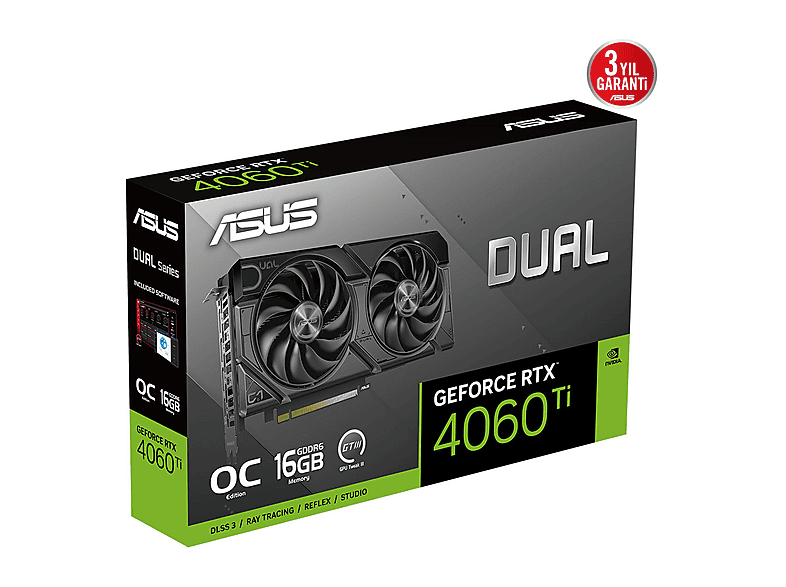 ASUS Dual RTX4060TI O16G EVO 16GB GDDR6 128bit OC 2625MHz Ekran