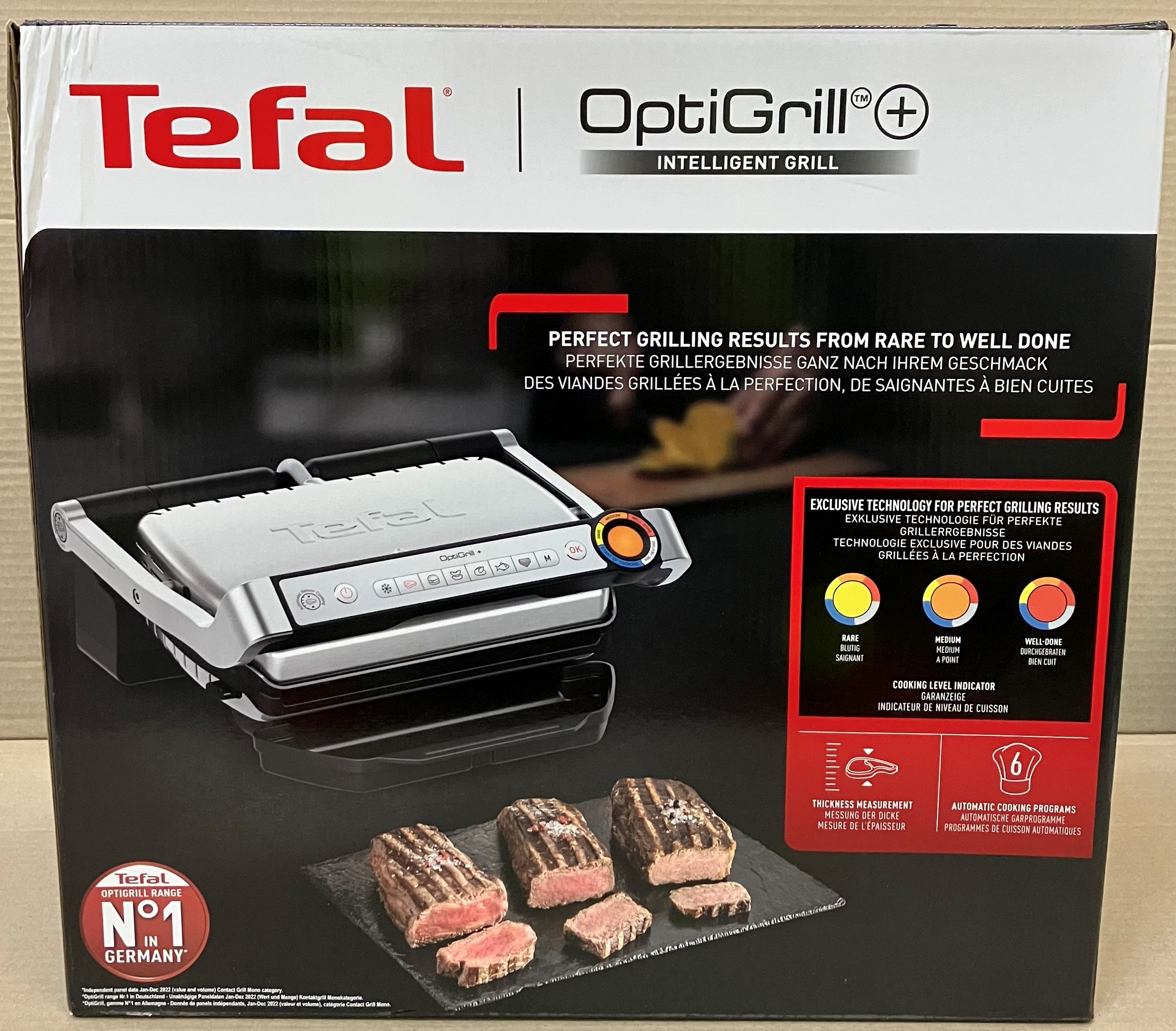 OUTLET - Grill elektryczny TEFAL GC718D10 Optigrill+ Programy automatyczne Srebrny