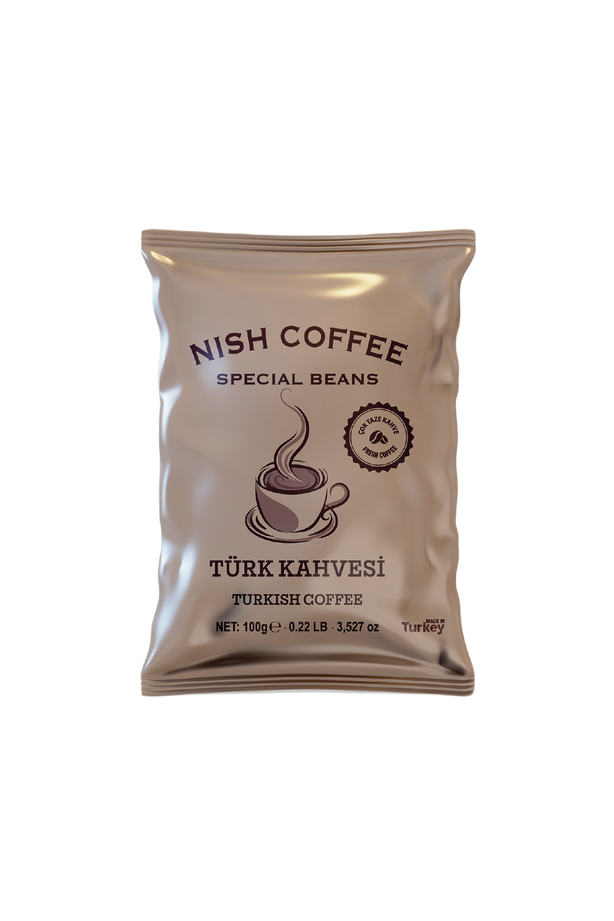 'Türk Kahvesi' yazılı Nish Coffee paketi.