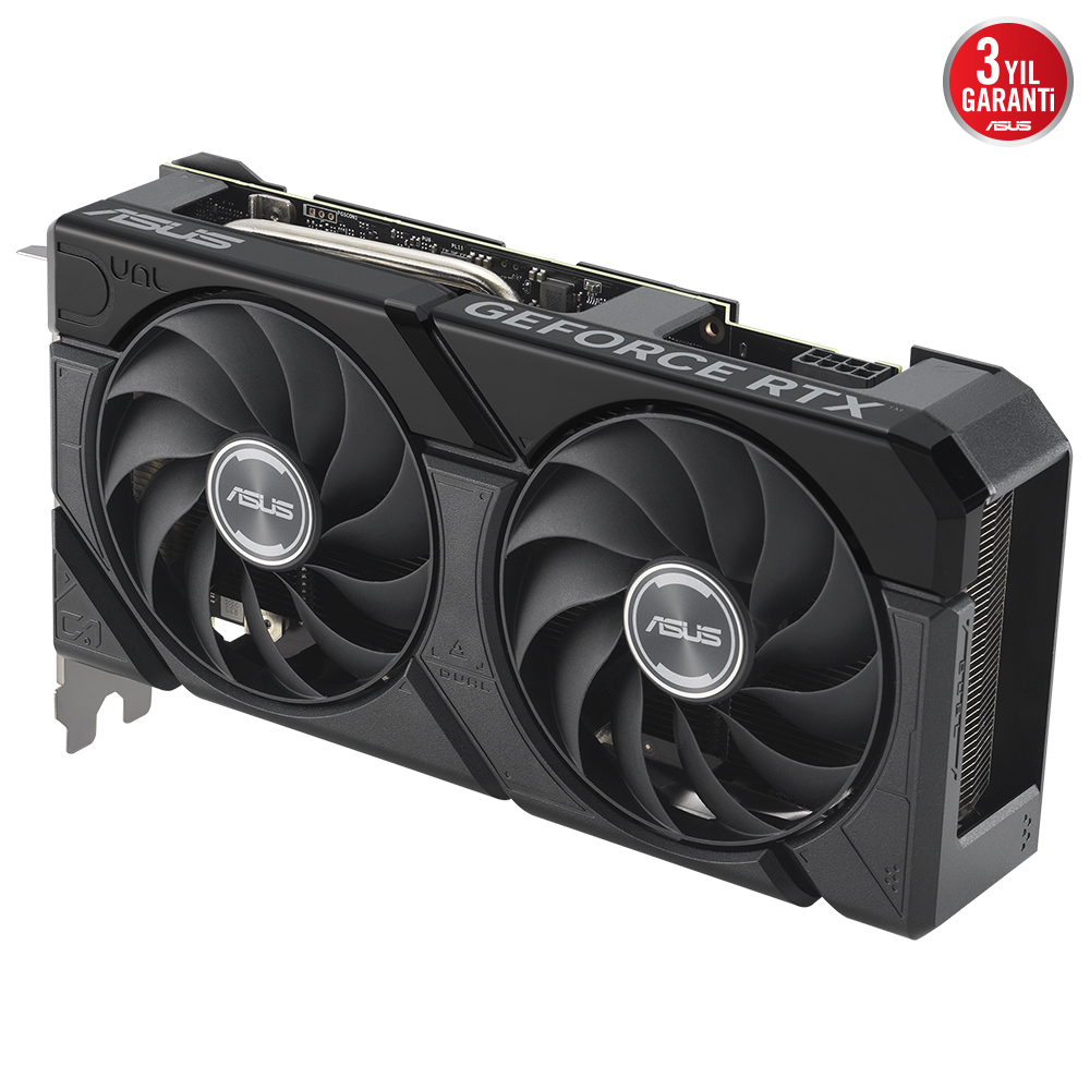 Çift fanlı ASUS GeForce RTX 3060 grafik kartı. Metin: 3 yıl garanti.