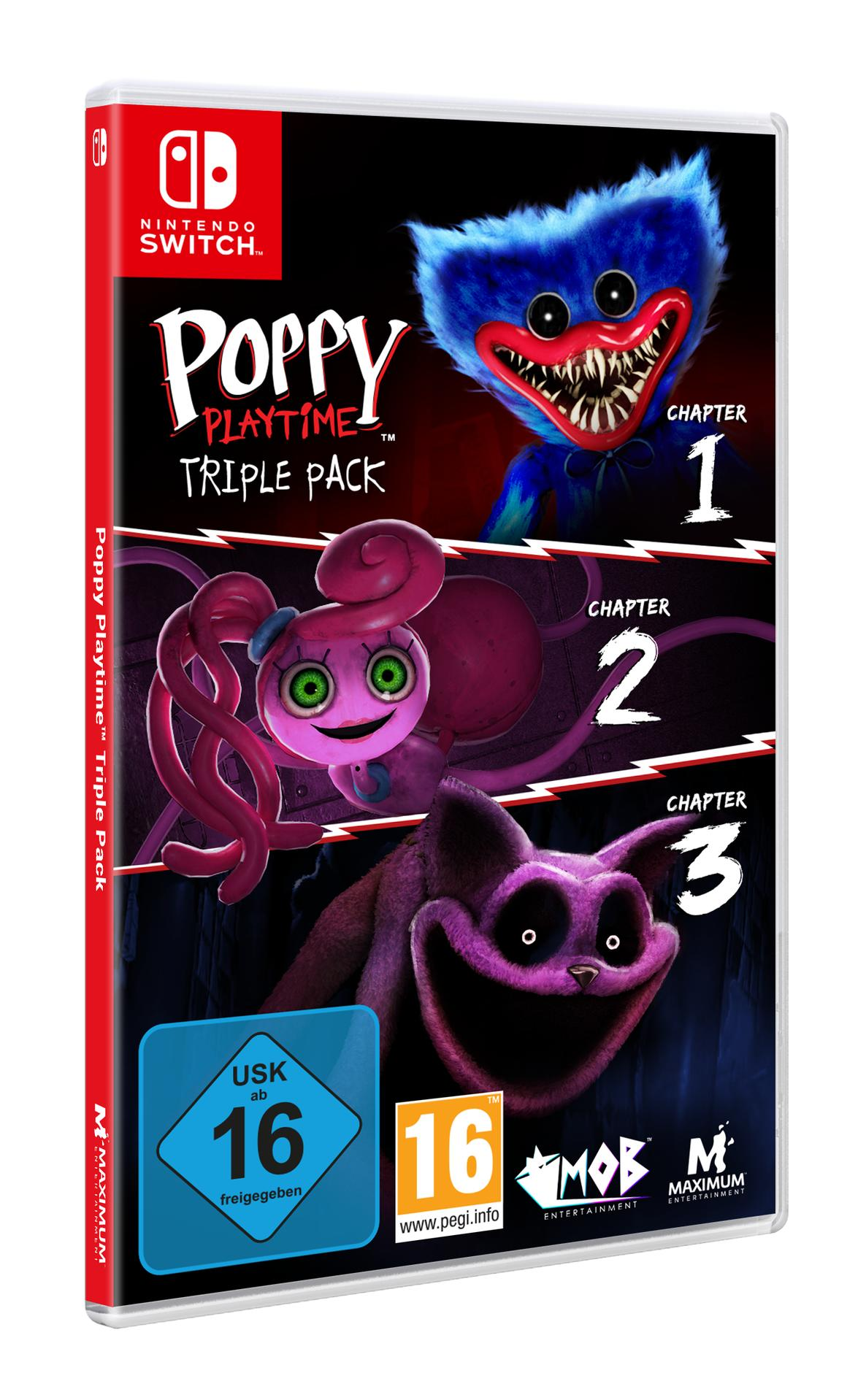 Poppy Playtime Triple Pack Spielhülle mit Monstern aus Kapitel 1, 2 und 3.