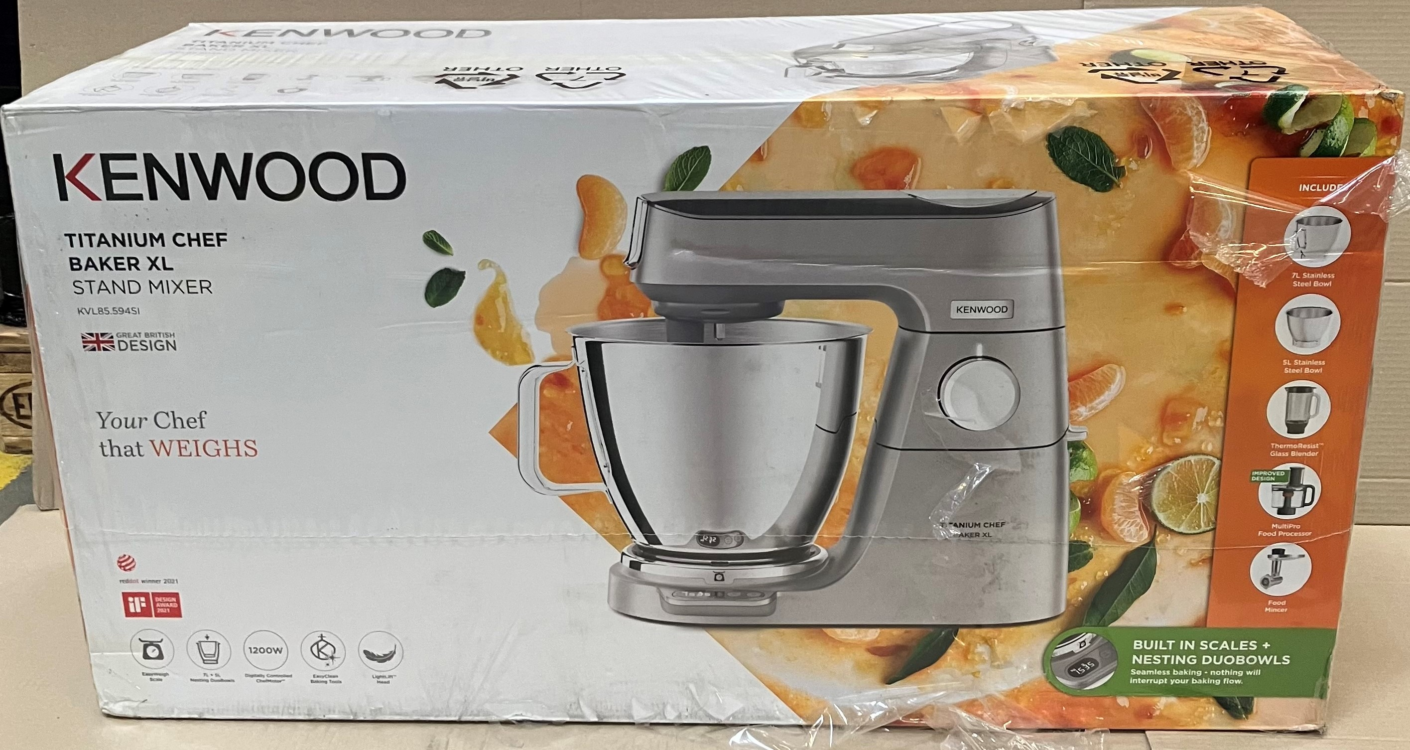 OUTLET - Robot planetarny KENWOOD KVL85.594SI Titanium Chef Baker XL Srebrny