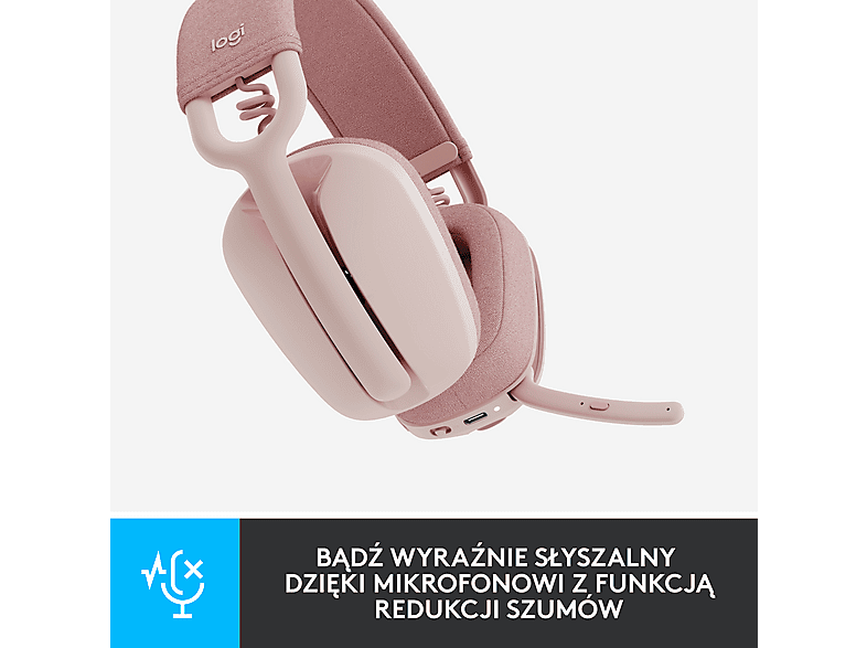 Słuchawki LOGITECH Zone Vibe 100 Bezprzewodowe, Nauszne Różowy – zdjęcie 2
