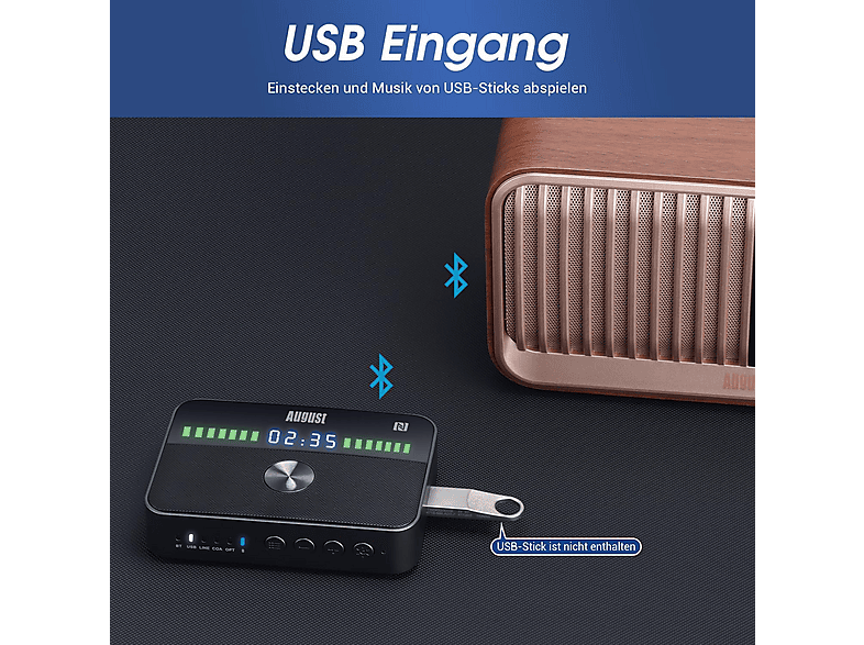 AUGUST MR285B – Dual Bluetooth Audio Transmitter und Empfänger; Bluetooth Empfänger/Sender — Foto 4 von 5