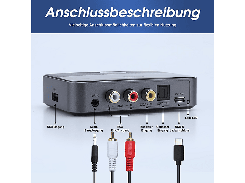 AUGUST MR285B – Dual Bluetooth Audio Transmitter und Empfänger; Bluetooth Empfänger/Sender — Foto 5 von 5