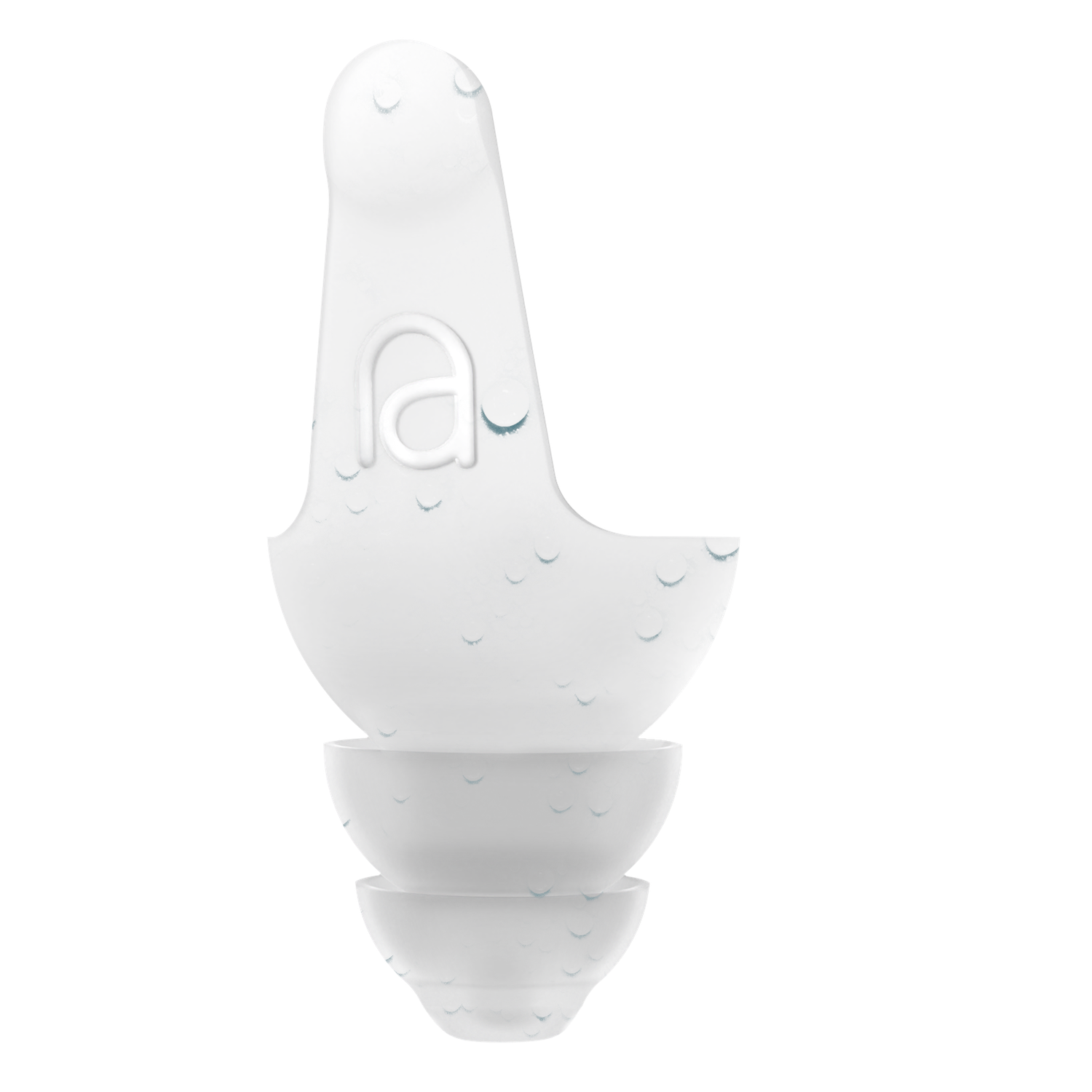 White earplugs, stacked on top of each other, isolated on white.