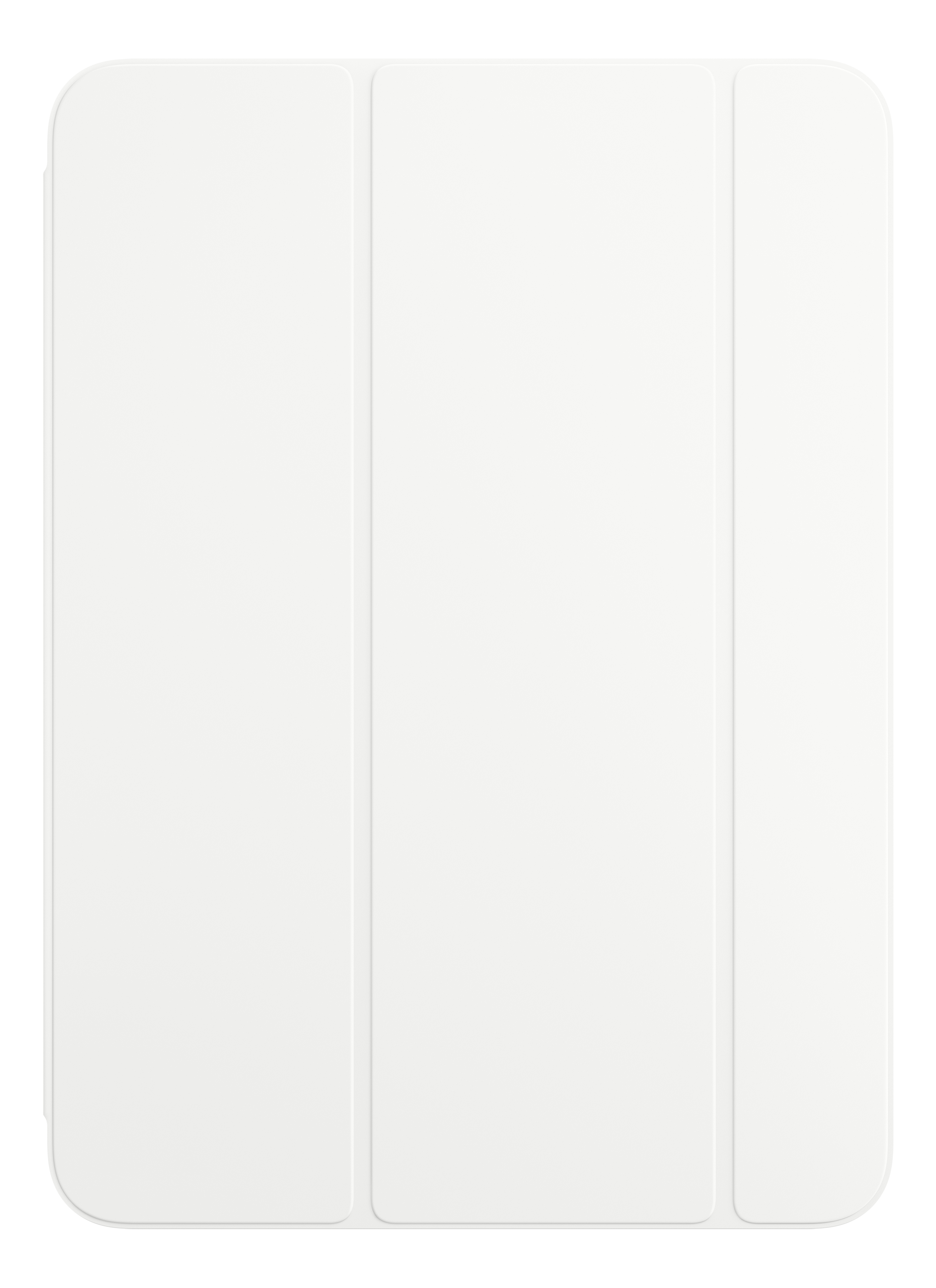 Eine weiße Tablet-Hülle, gefaltet. Die Hülle hat eine glatte Oberfläche und ein schlichtes Design.
