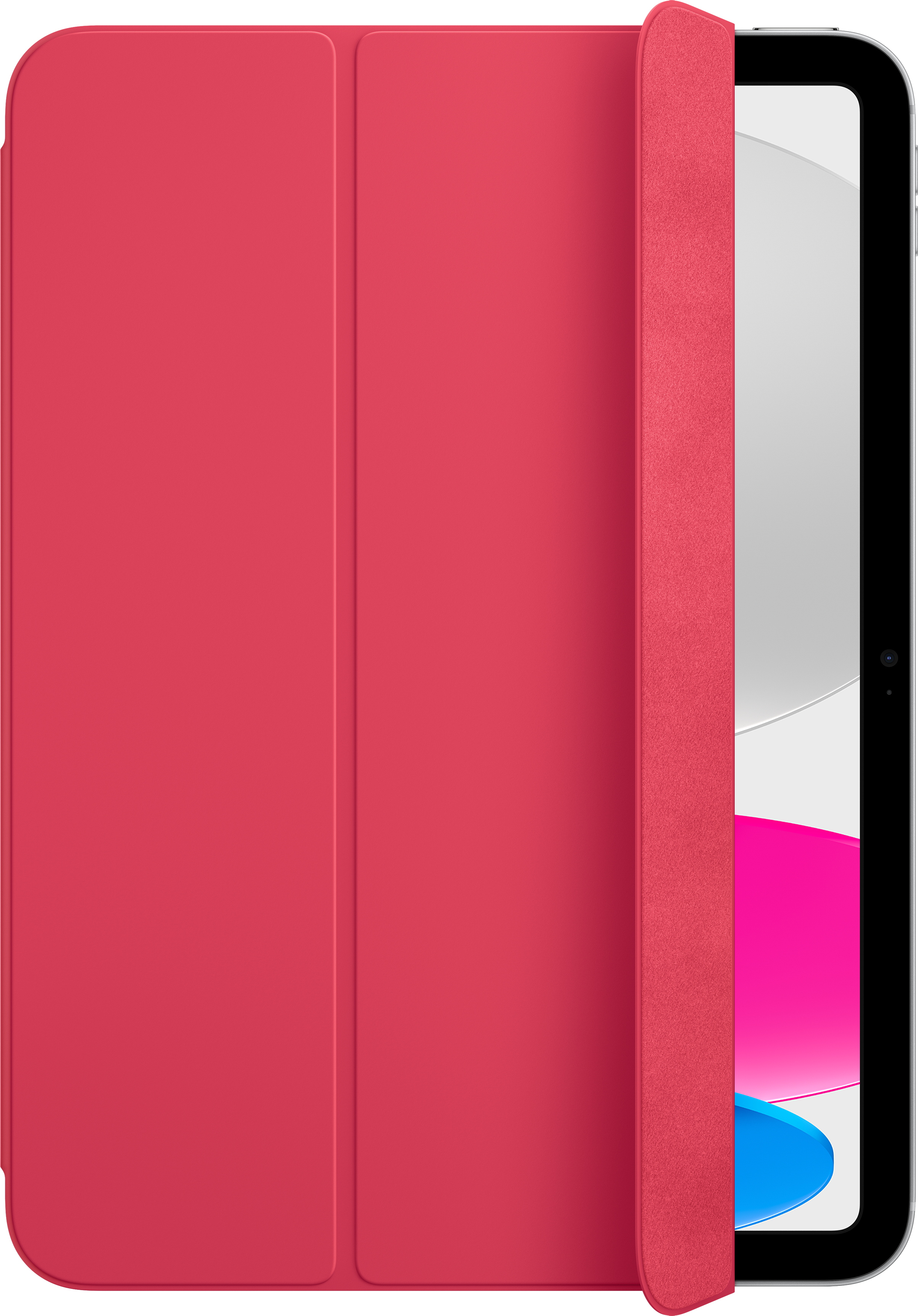 Ein rotes Case mit einem Tablet darin. Das Case ist offen.