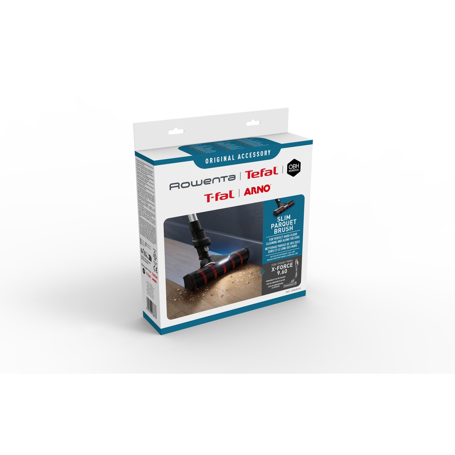 A box for a vacuum cleaner accessory. The box shows the product and has the brand name Rowenta and Tefal.