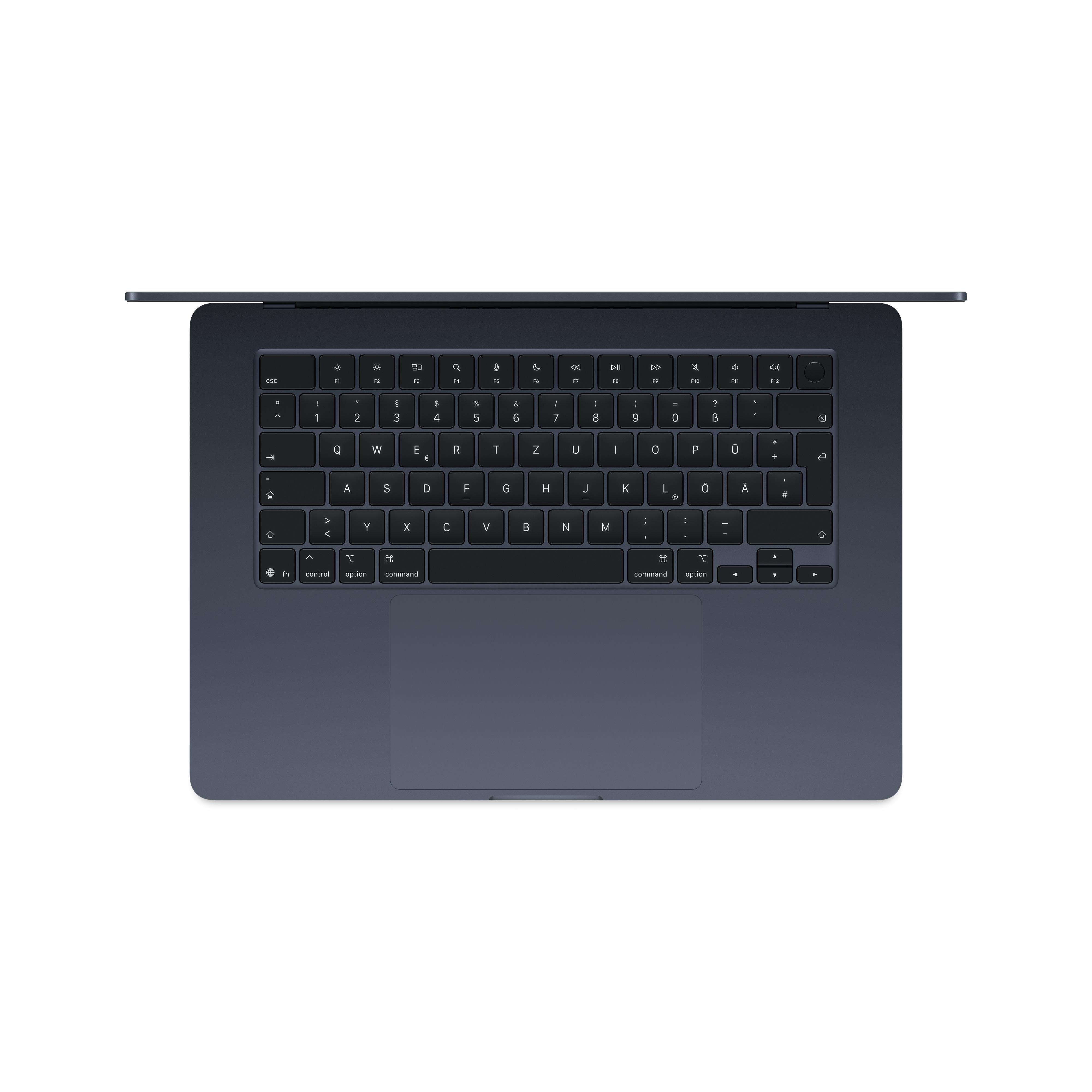 Eine Laptop-Tastatur mit geöffnetem Bildschirm.