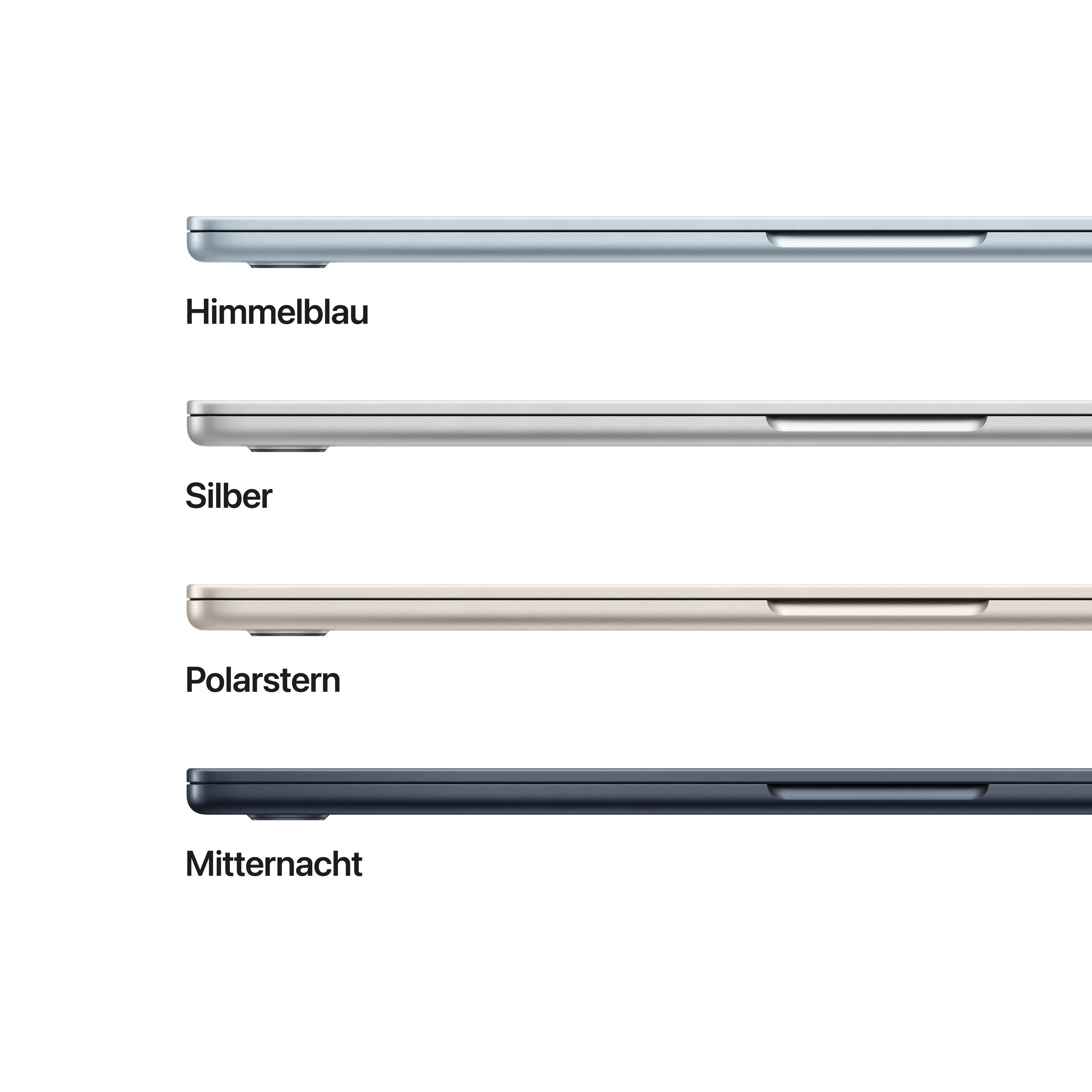 Seitenansichten von Laptops in Blau, Silber, Gold und Dunkelblau.