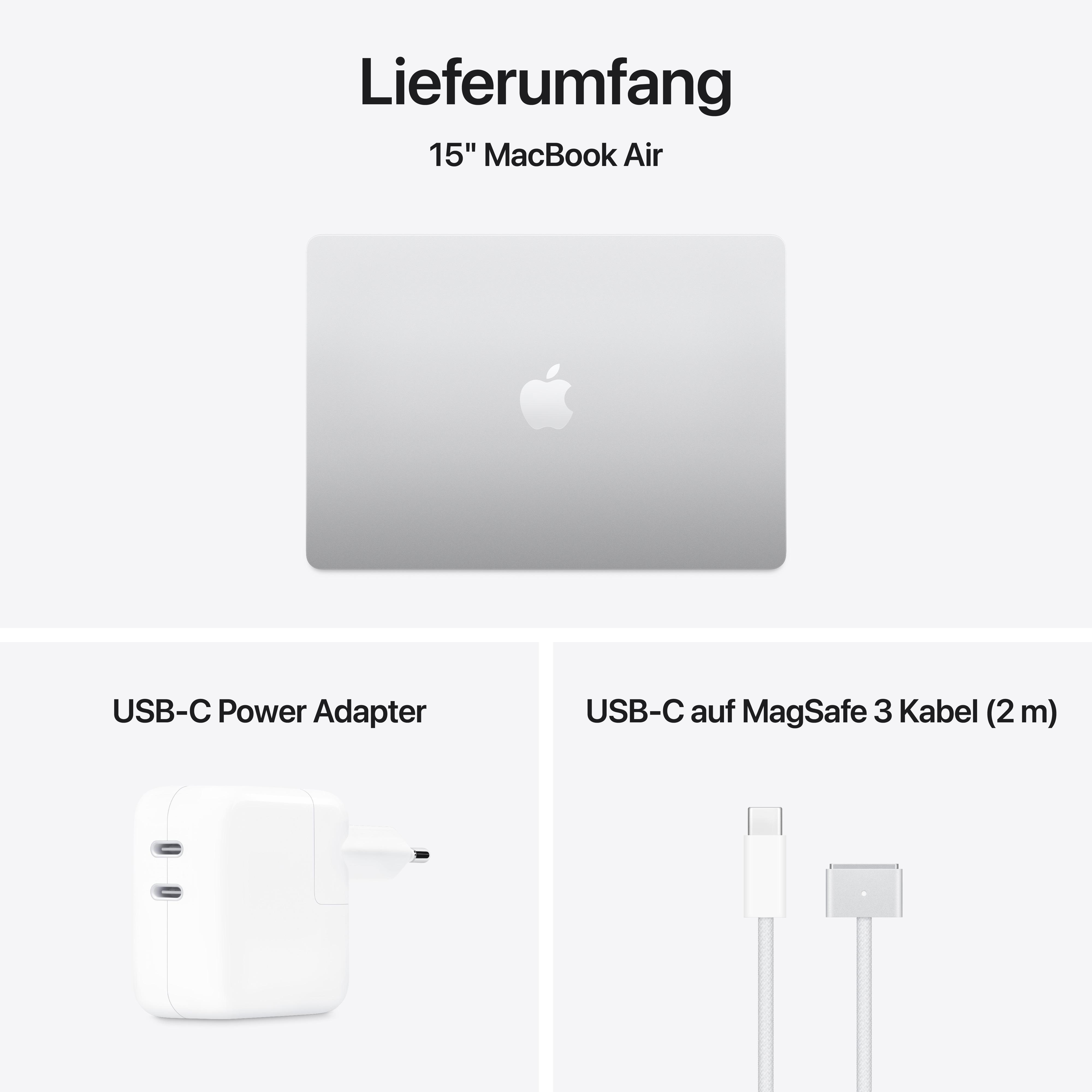 Ein Laptop wird mit geschlossenem Deckel gezeigt. Darunter befinden sich ein Netzteil und ein Ladekabel.