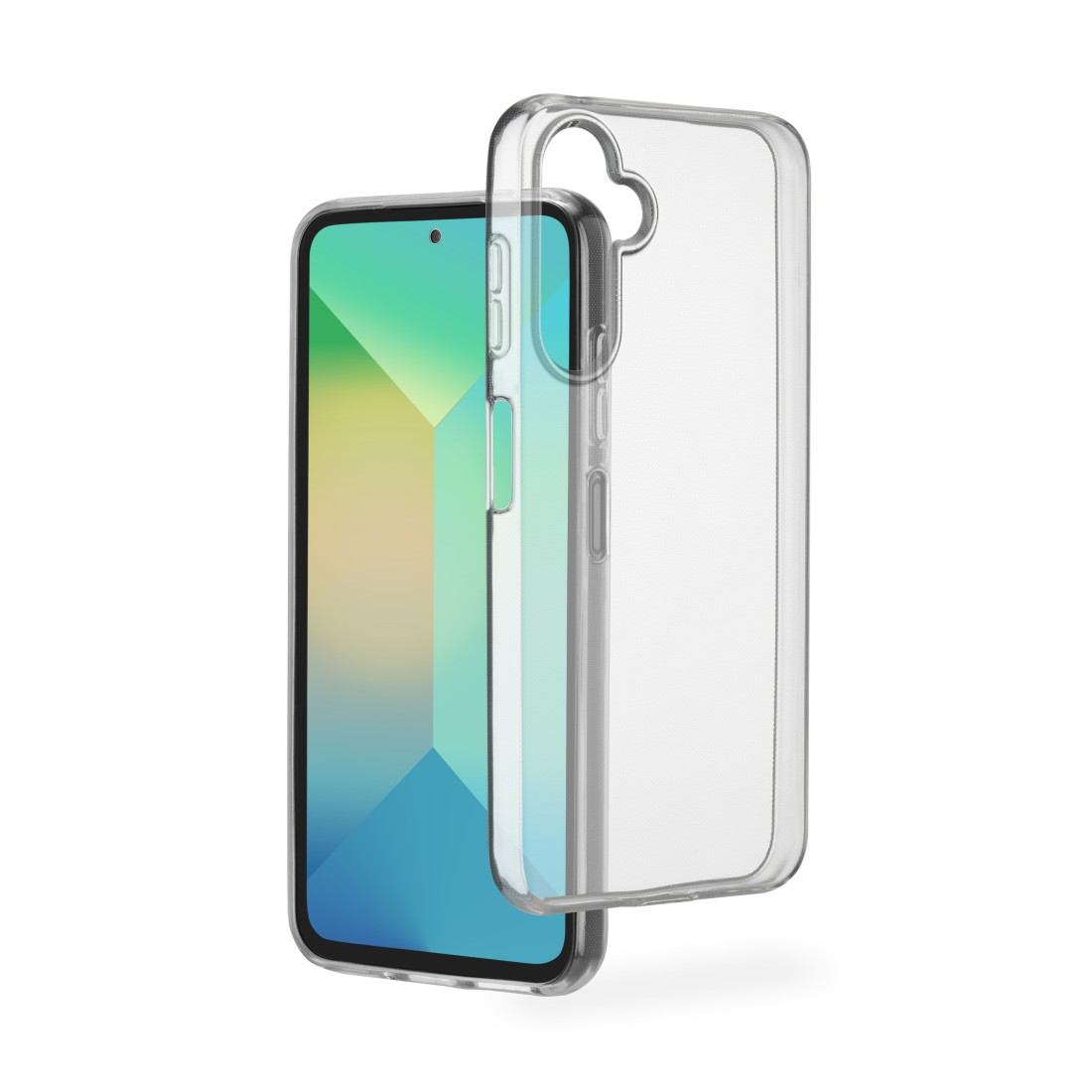 Eine transparente Handyhülle und ein Telefon. Das Telefon ist mit einer transparenten Hülle gut sichtbar.