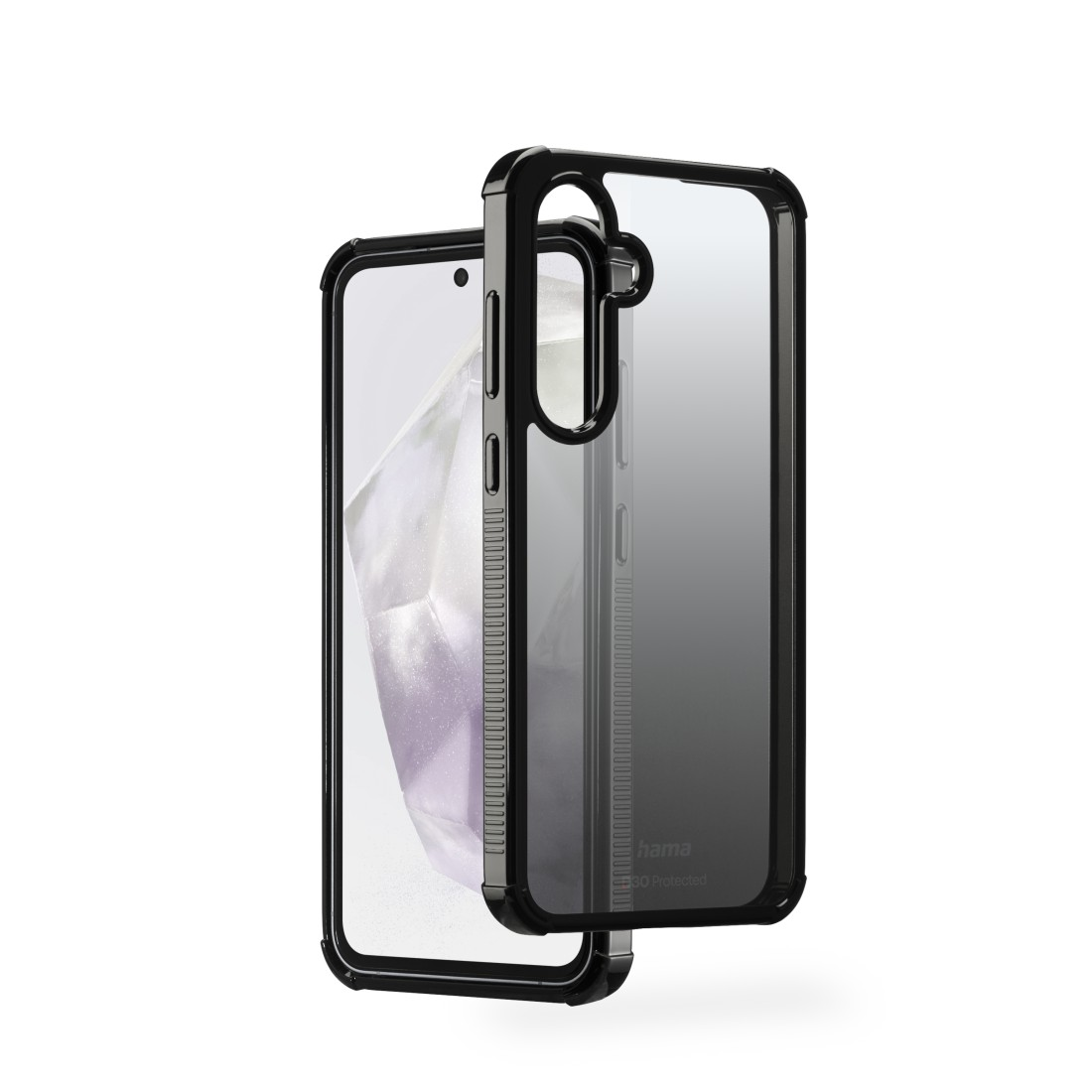 Transparente Handyhülle mit Telefon.