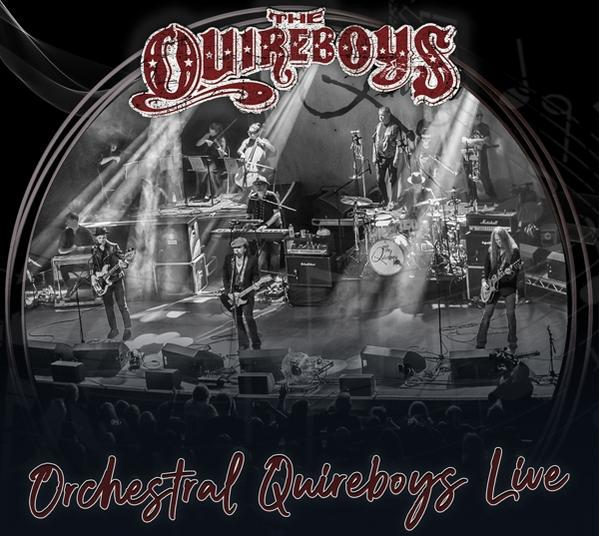 Albumcover: Eine Band, die live auf der Bühne spielt, mit dem Namen The Quireboys und dem Titel Live.