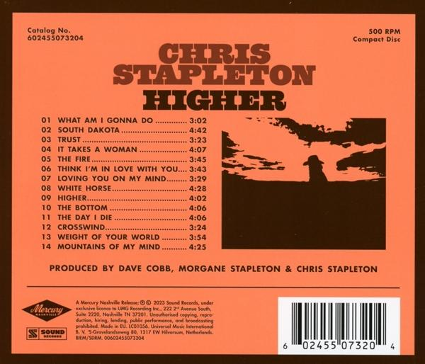 Chris Stapleton album borítója. Narancssárga háttér, dalsorrend és sziluett.