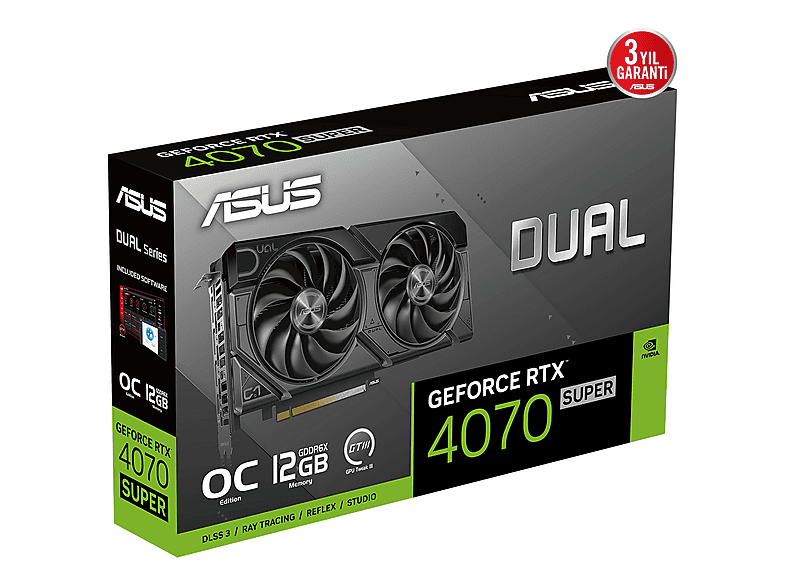 ASUS Dual RTX4070S O12G Evo 12GB GDDR6X 192bit OC 2550MHz Ekran