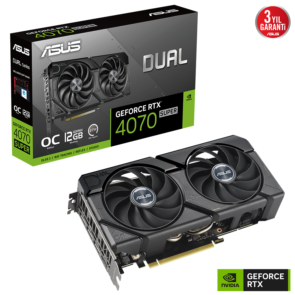 ASUS Dual RTX4070S O12G Evo 12GB GDDR6X 192bit OC 2550MHz Ekran