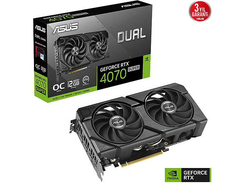 ASUS Dual RTX4070S O12G Evo 12GB GDDR6X 192bit OC 2550MHz Ekran