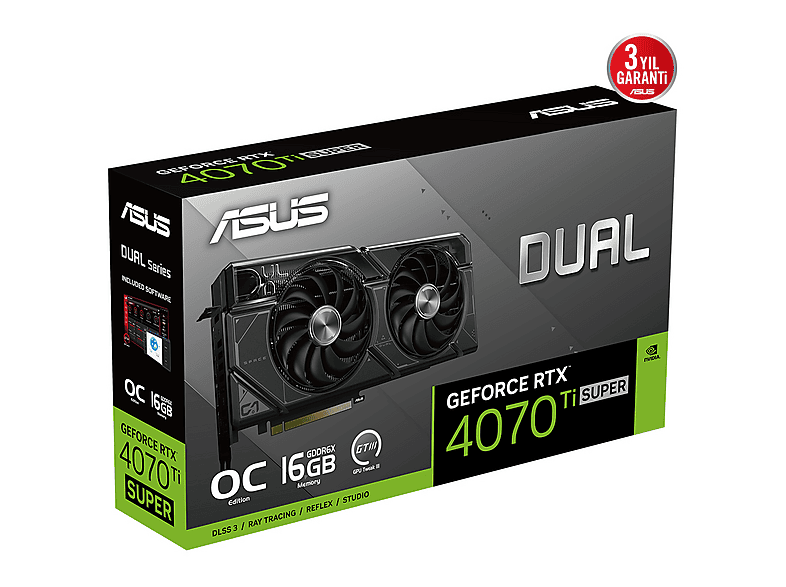 ASUS Dual RTX4070TIS O16G 16GB GDDR6X 256bit OC 2655MHz Ekran