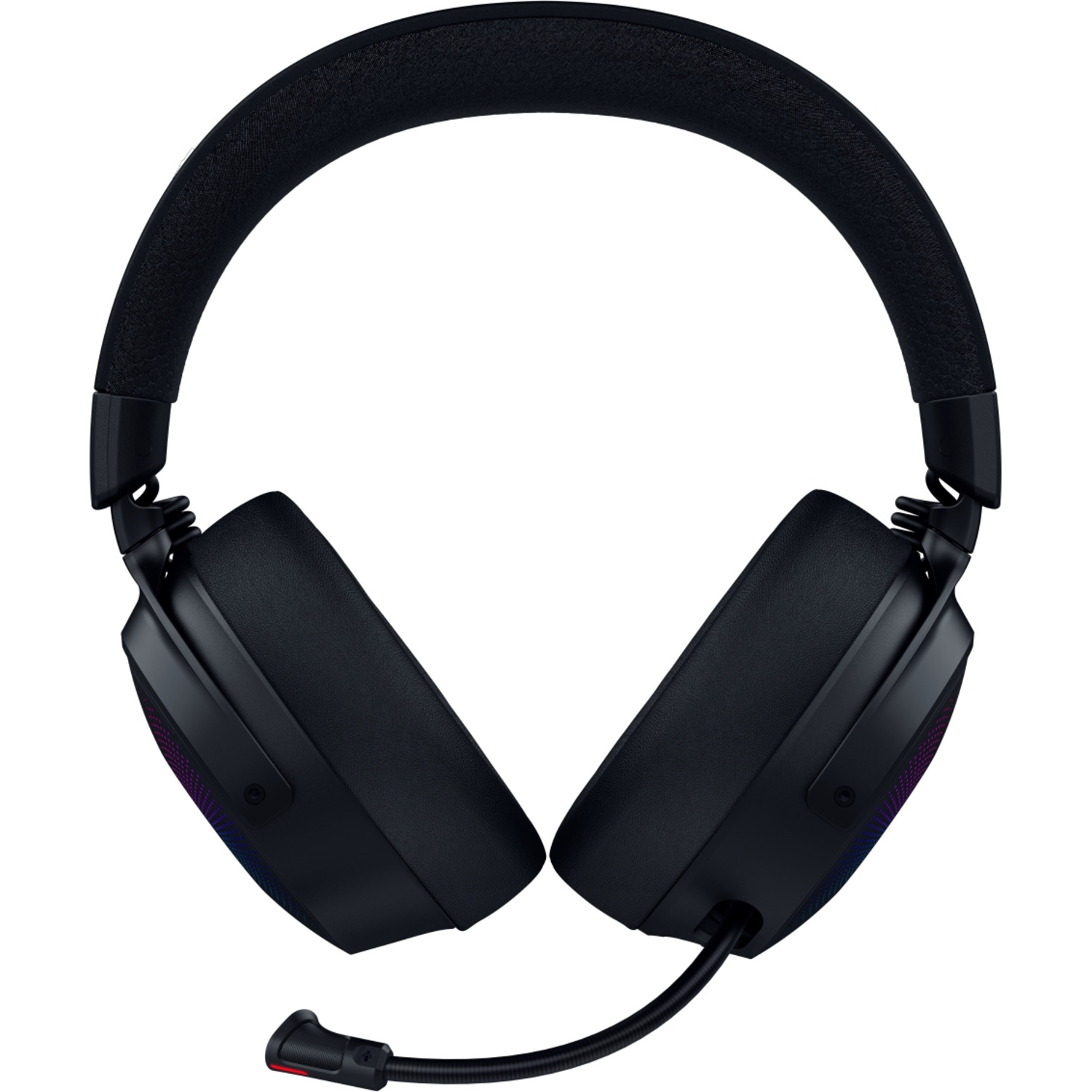 Casque de jeu noir avec microphone coudé. Les oreillettes et le bandeau sont rembourrés.