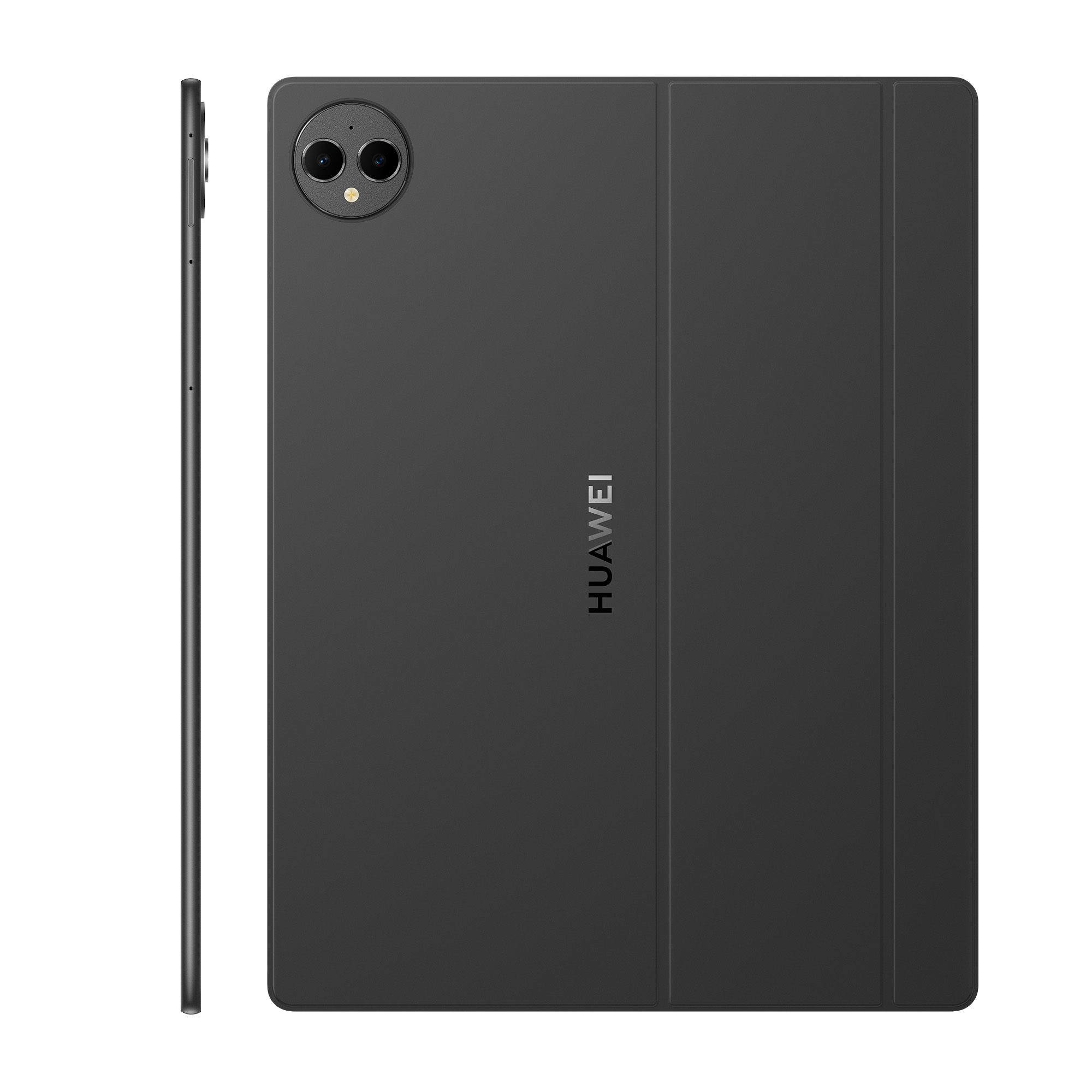 Kalemli siyah tablet, yan ve arka tarafı gösteriyor.