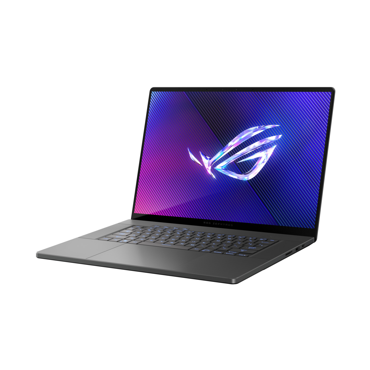 Laptop met kleurrijk scherm, schuine weergave.