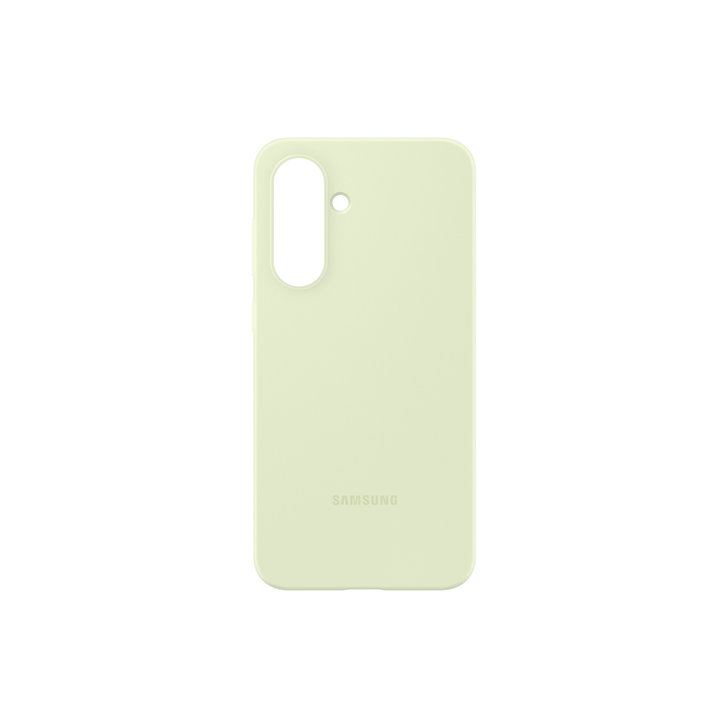 Een lichtgroene telefoonhoes met het Samsung-logo.