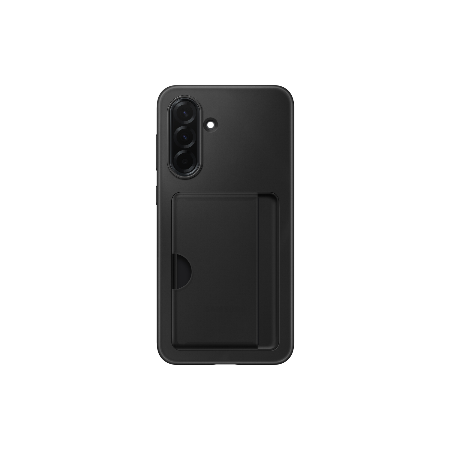 A black phone case with a card holder.