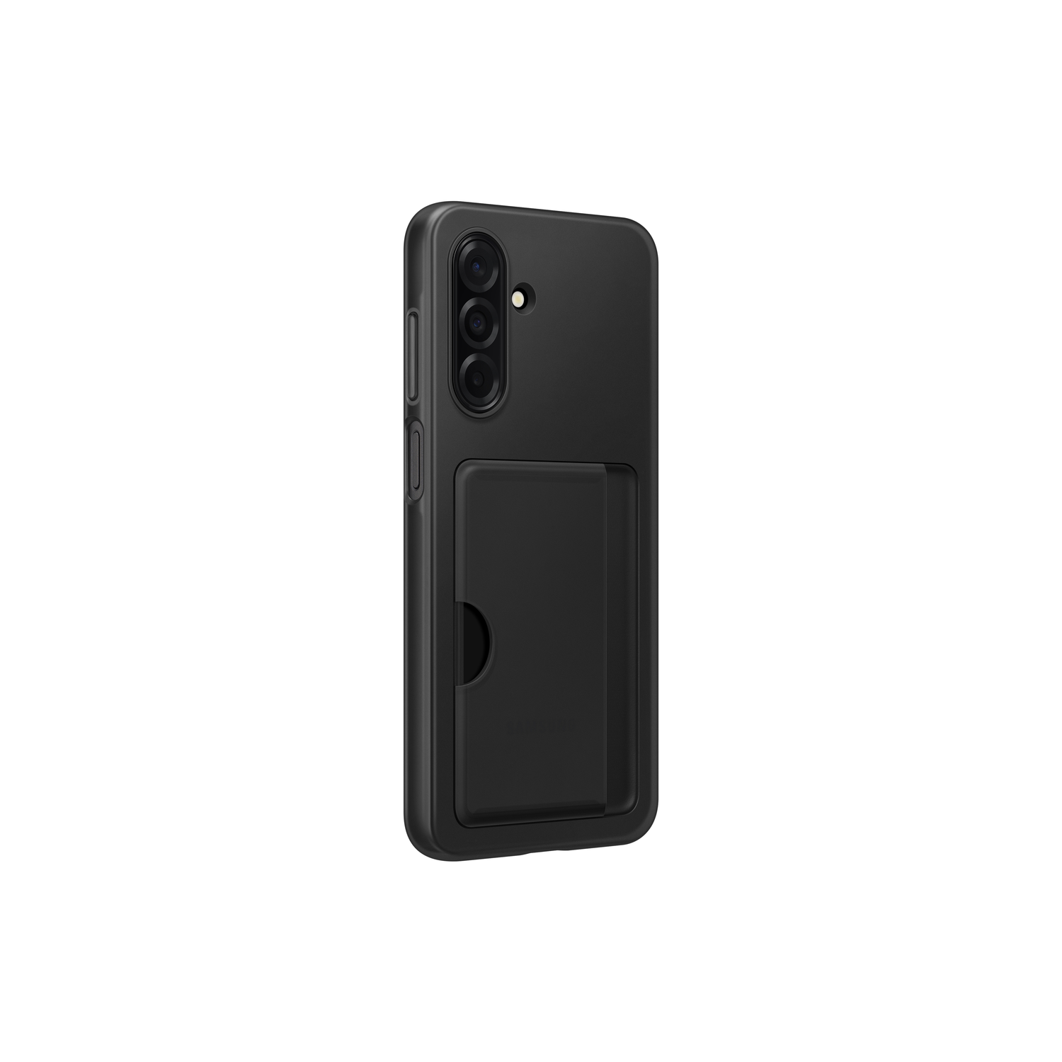 Zwarte telefoonhoes met kaartsleuf.