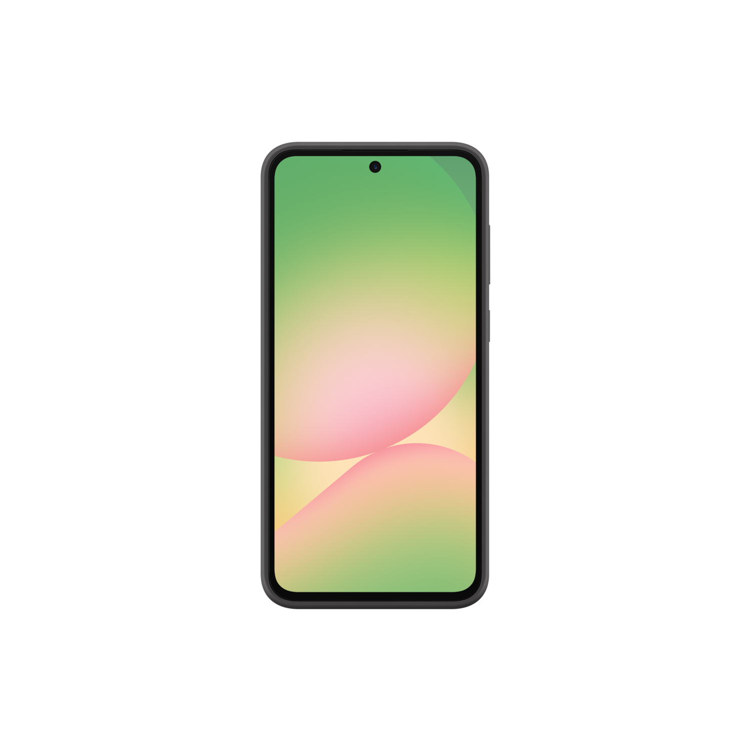 Een zwarte smartphone met verloop scherm, geïsoleerd op zwart.