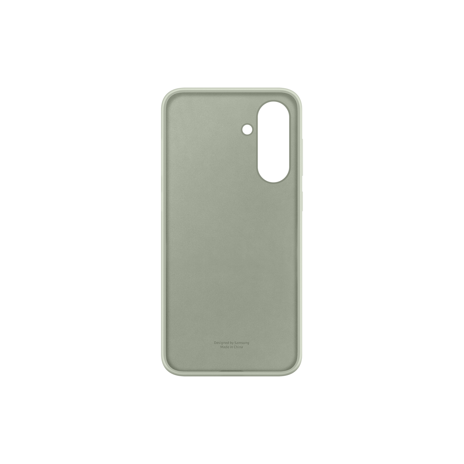 Een lichtgroene telefoonhoes. Achteraanzicht. Zwarte achtergrond.