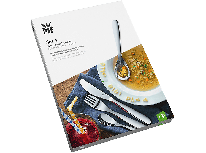 WMF Safari 4-teilig, Cromargan Edelstahl Kinderbesteck-Set Silber