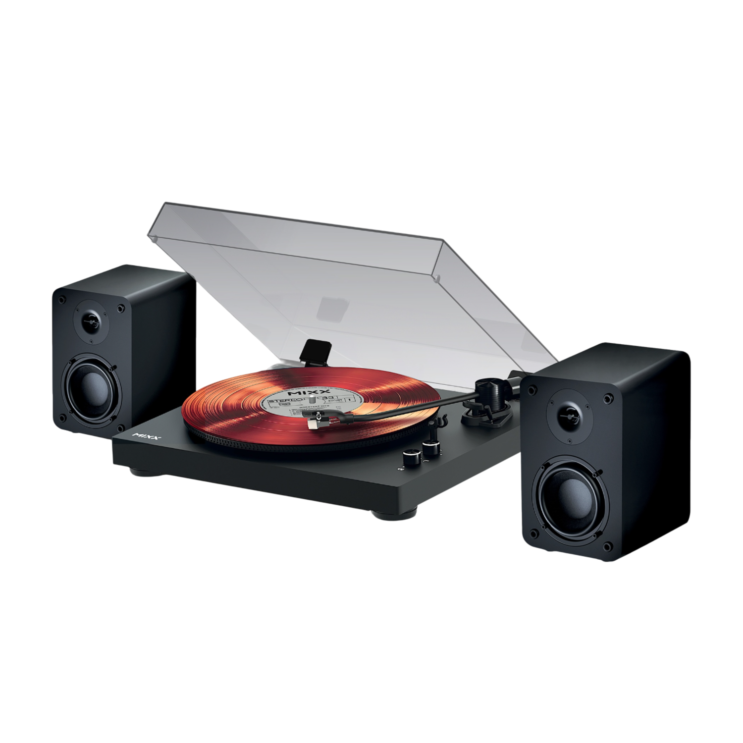 Mixx Analog System 5 Stereo Vinyl Record Player + Wireless Speakers - Black Platenspeler Zwart